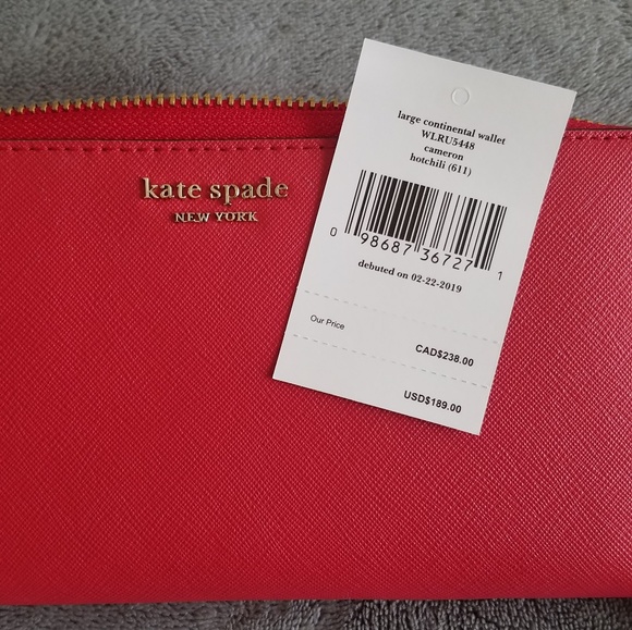 NWT Kate Spade Large Continental Zip Wallet Red - Picture 4 of 7
